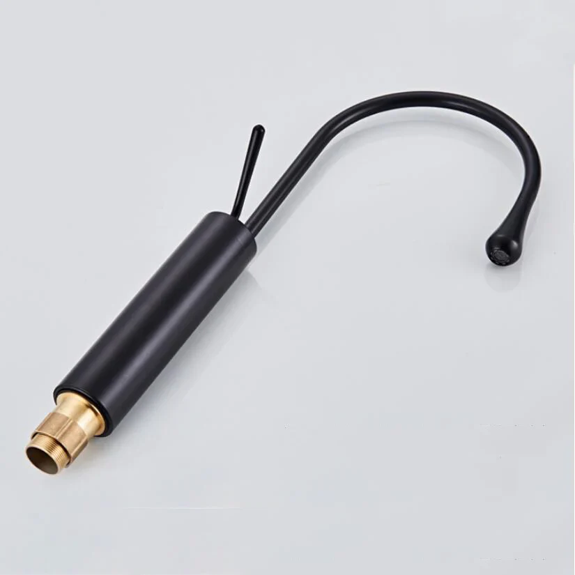 Robinet salle de bain lavabo design arrondi goutte - Noir - Laiton