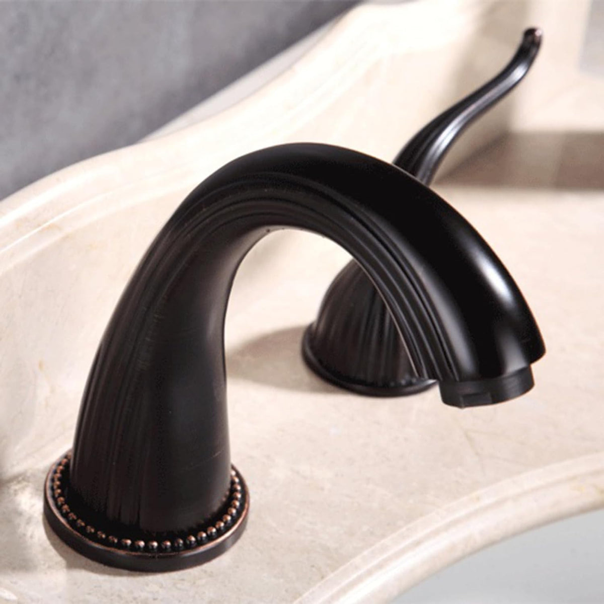 Robinet salle de bain rétro classique double poignées - Noir - Laiton