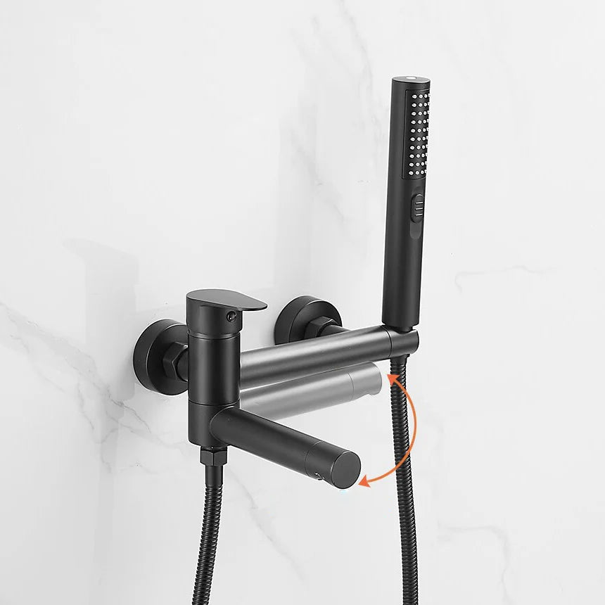 Robinet baignoire salle de bain design moderne douchette - Noir - Laiton
