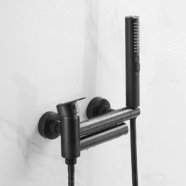 Robinet baignoire salle de bain design moderne douchette - Noir - Laiton