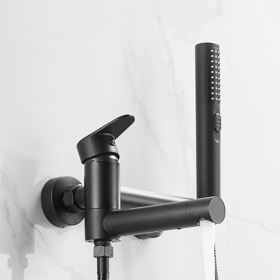 Robinet baignoire salle de bain design moderne douchette - Noir - Laiton