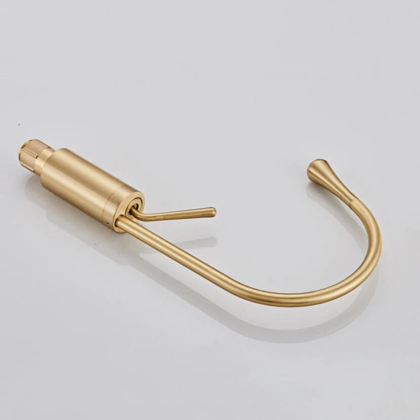 Robinet salle de bain lavabo design arrondi goutte - Doré - Laiton