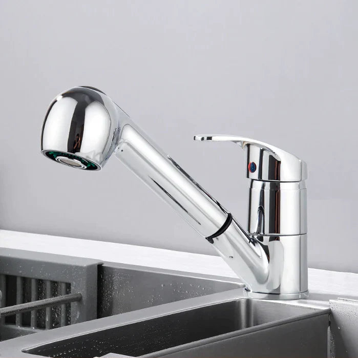 Robinet cuisine évier mitigeur flexible multijet - Argenté - Laiton