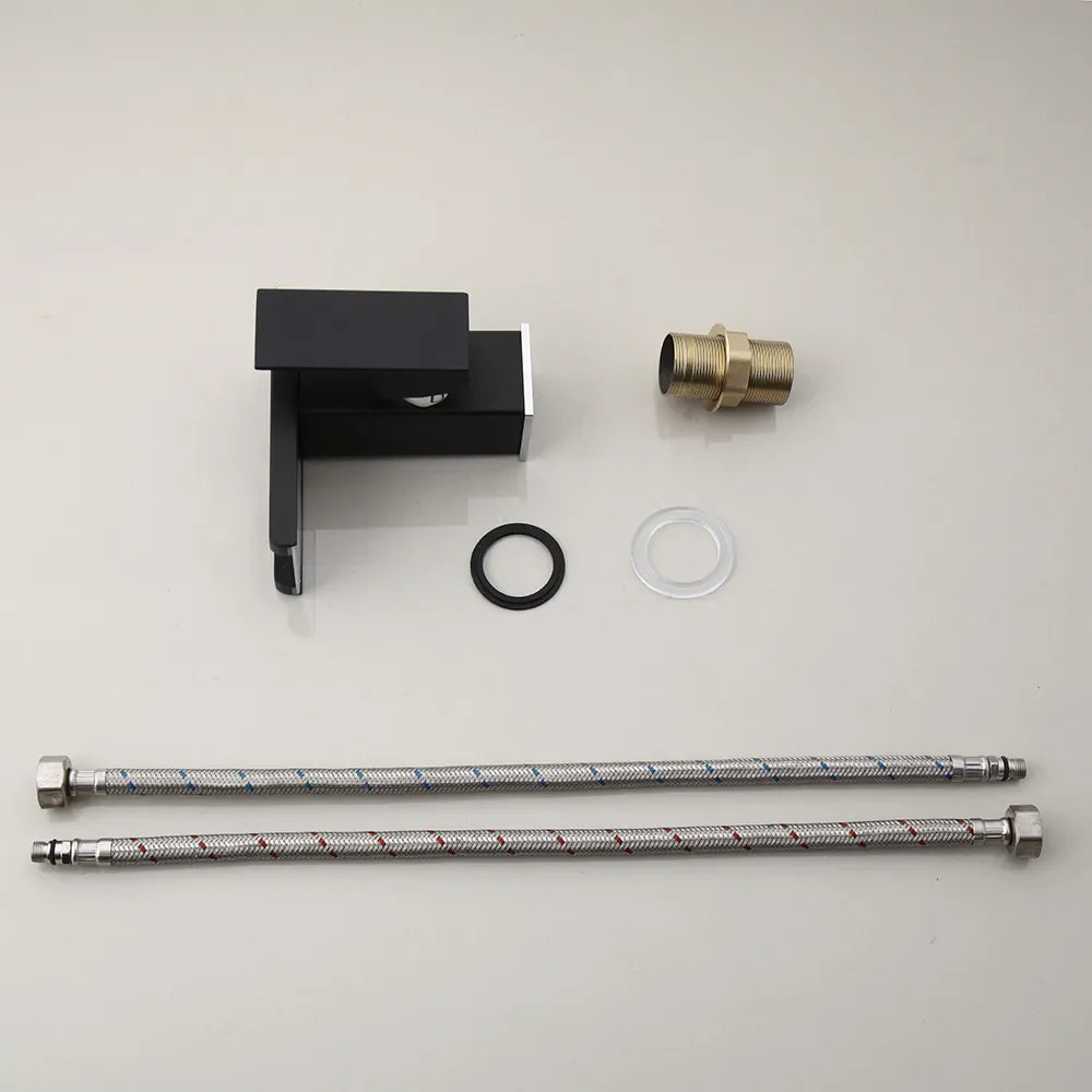 Robinet lavabo salle de bain design cascade led température - Noir