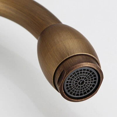 Robinet cuisine évier antique avec céramique fleur vintage - Doré