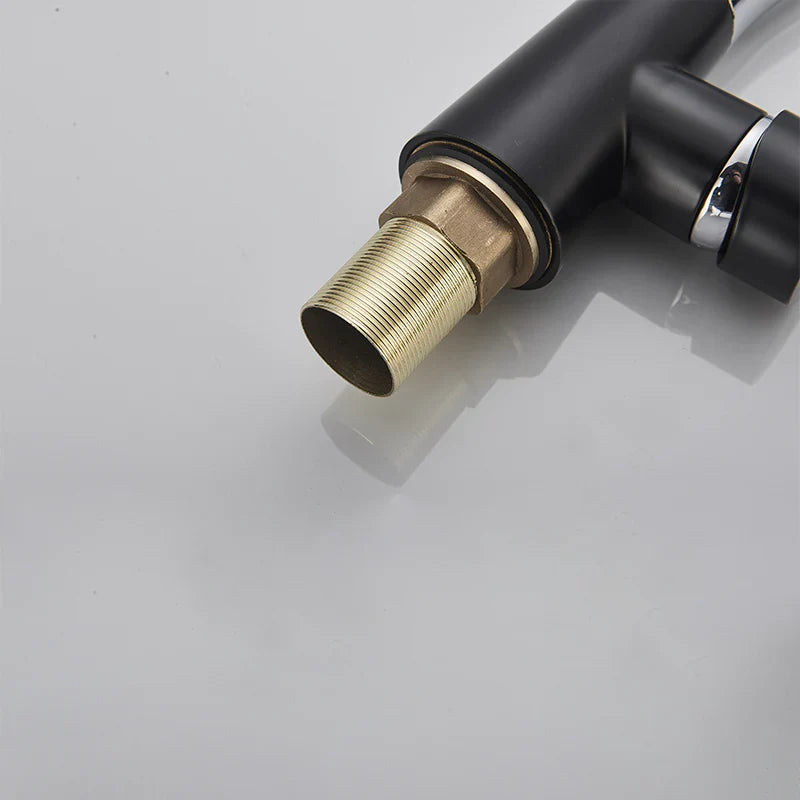 Robinet évier cuisine tuyau noir douchette mitigeur - Noir - Laiton