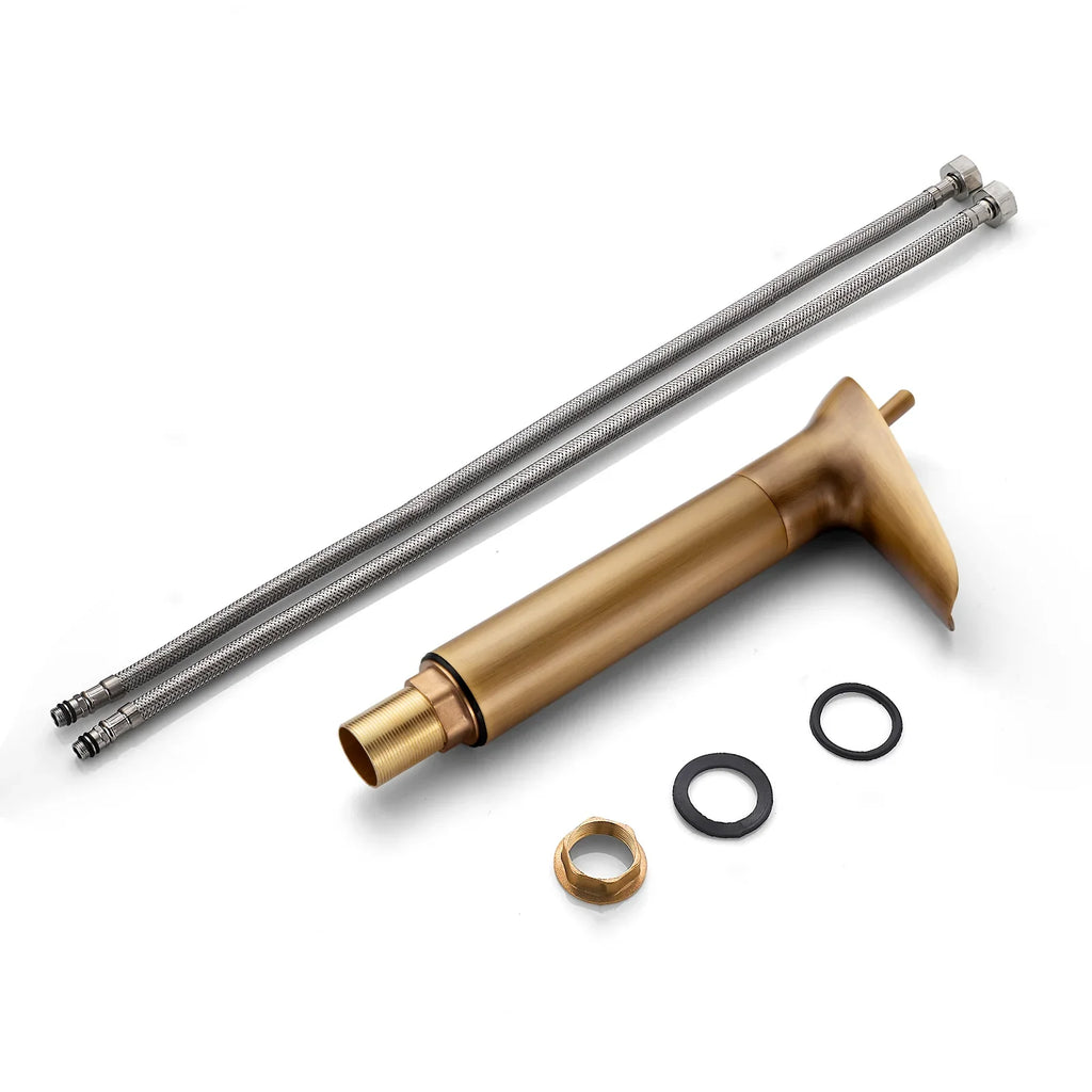 Robinet salle de bain lavabo bambou cascade - Doré - Laiton