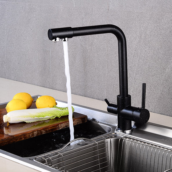 Robinet cuisine évier purificateur d’eau 3 voies - Noir - Laiton