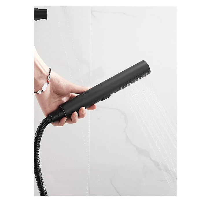 Robinet baignoire salle de bain design moderne douchette - Noir - Laiton