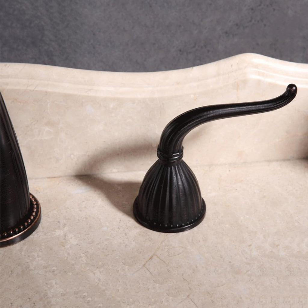 Robinet salle de bain rétro classique double poignées - Noir - Laiton