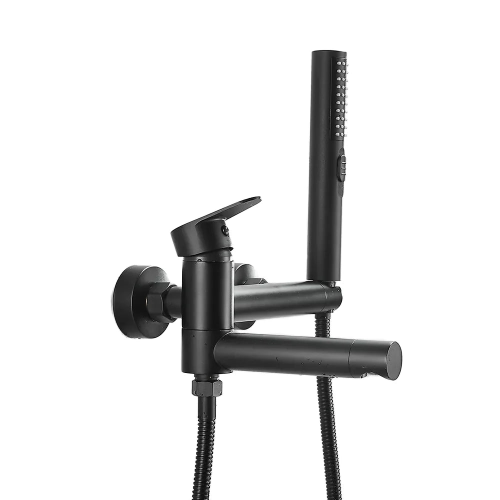 Robinet baignoire salle de bain design moderne douchette - Noir - Laiton