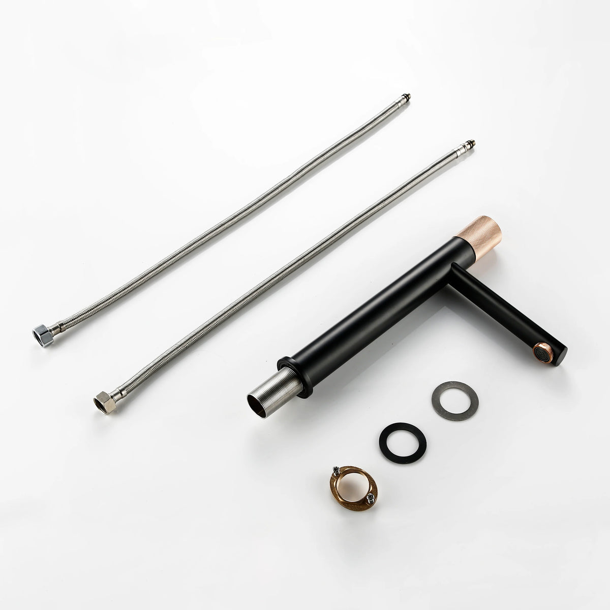 Robinet lavabo salle de bain poignée ronde travaillée - Noir - Laiton