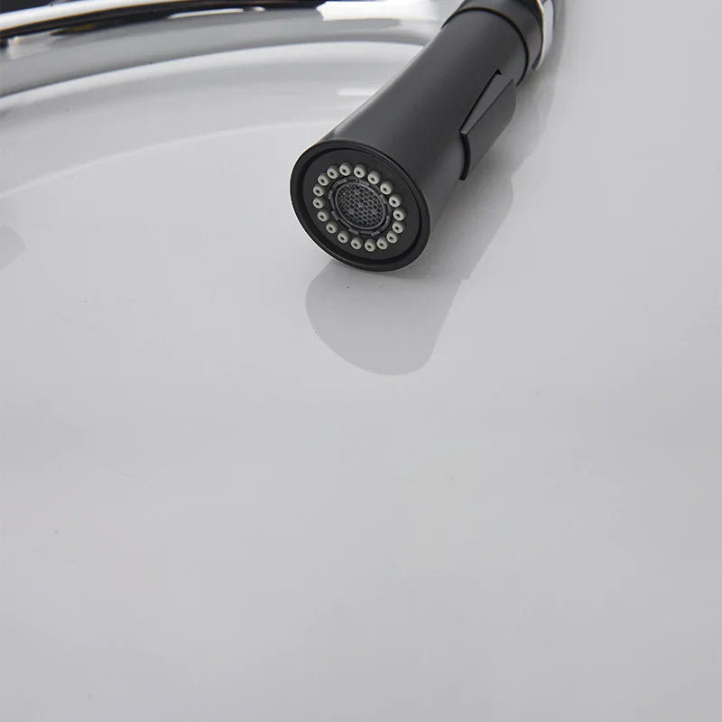 Robinet évier cuisine tuyau noir douchette mitigeur - Noir - Laiton