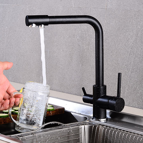 Robinet cuisine évier purificateur d’eau 3 voies - Noir - Laiton