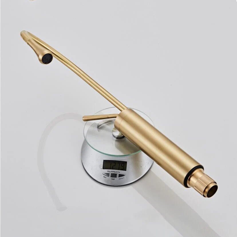 Robinet salle de bain lavabo design arrondi goutte - Doré - Laiton