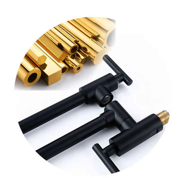 Robinet de cuisine rabattable - Noir mat - Laiton