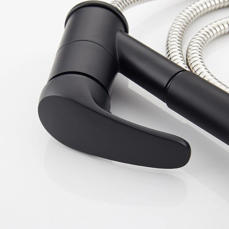 Robinet cuisine évier mitigeur flexible multijet - Noir mat - Laiton