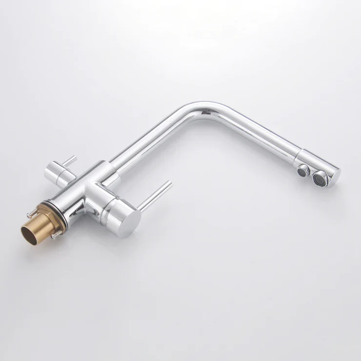 Robinet cuisine évier purificateur d’eau 3 voies - Argenté - Laiton