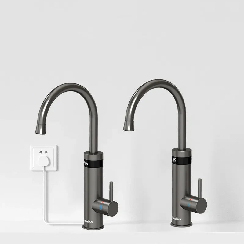 Robinet évier cuisine mitigeur affichage numérique thermostatique - Argenté