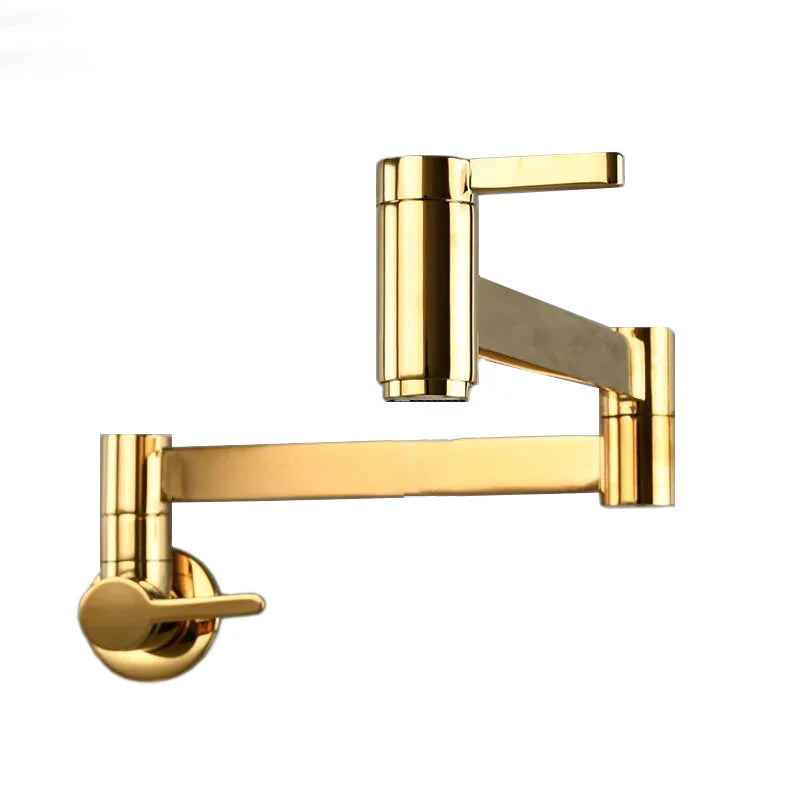 Robinet évier cuisine eau froide rabattable mural encastrable - Doré - Laiton