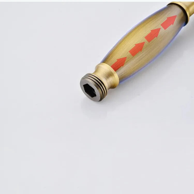 Robinet douche salle de bain bambou flexible pommeau - Doré