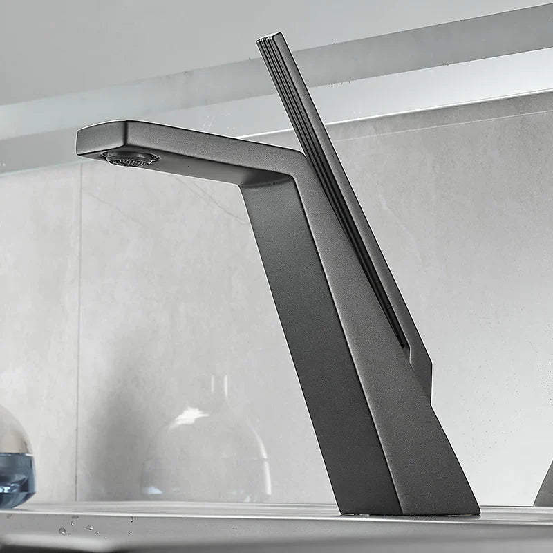 Robinet salle de bain lavabo mitigeur design contemporain - Argenté