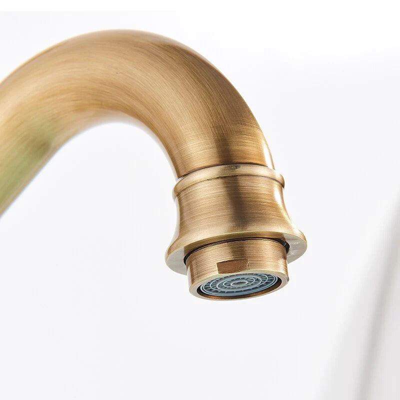 Robinet salle de bain lavabo vintage mitigeur rétro - Doré - Laiton