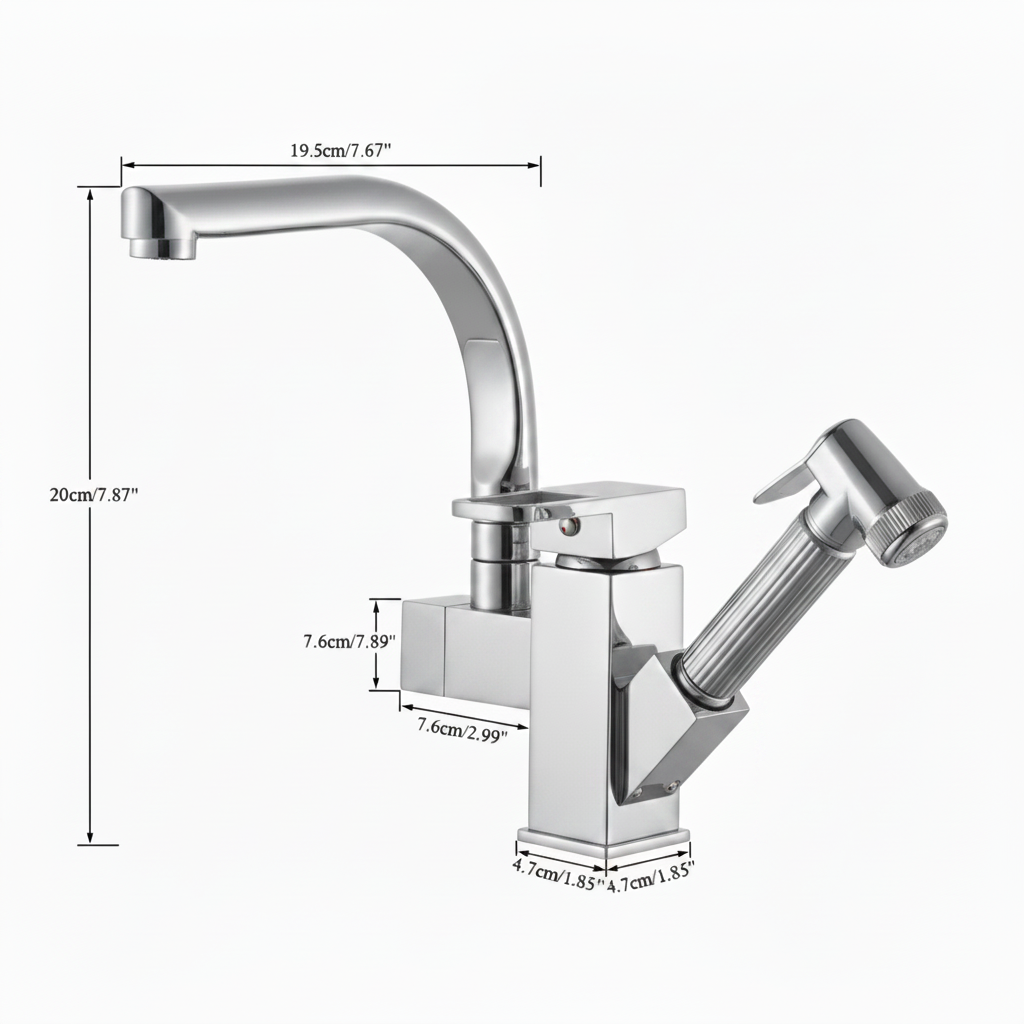 Robinet évier cuisine design mitigeur flexible douchette pistolet - Argenté - Laiton