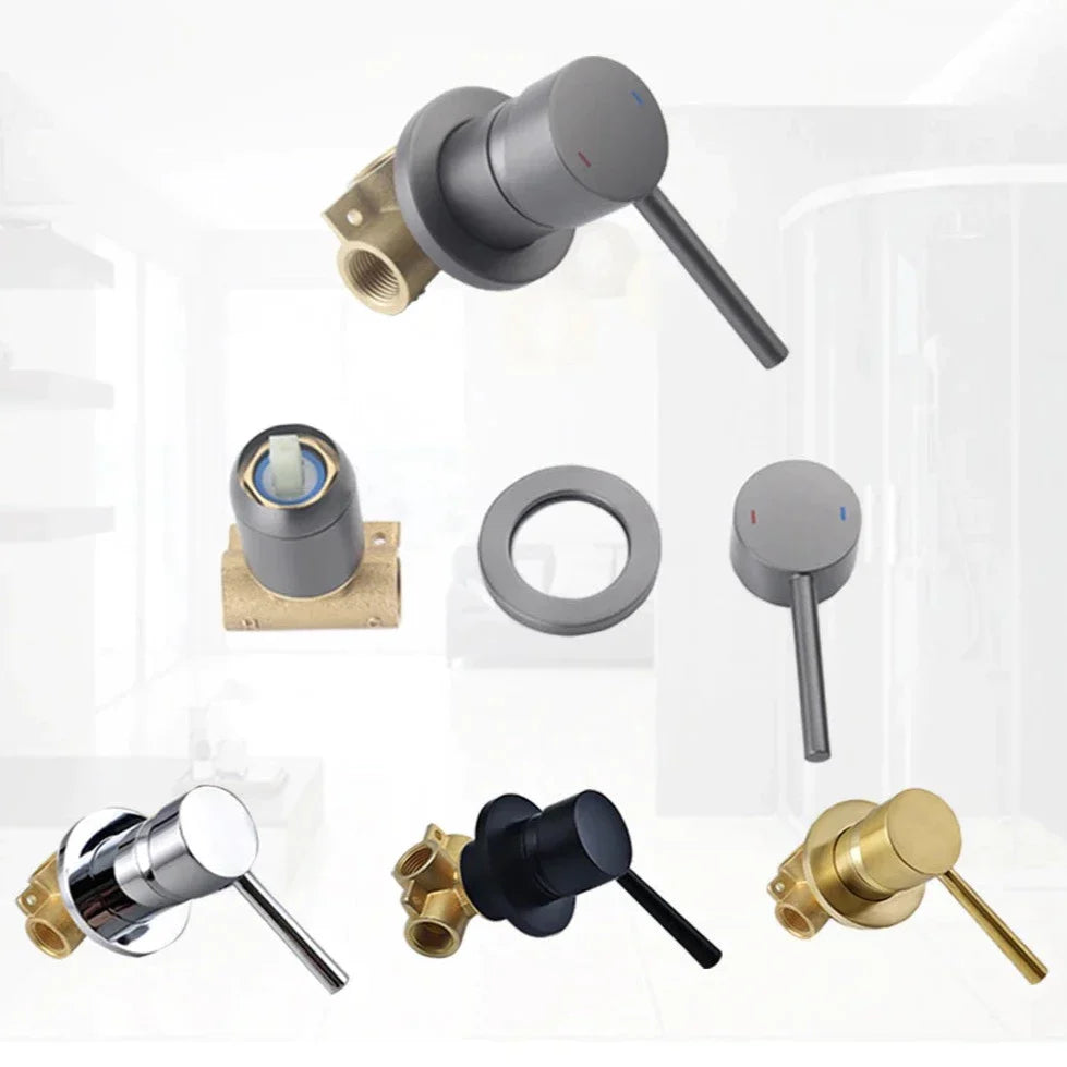 Robinet douche salle de bain douchette mitigeur rond - Doré - Laiton