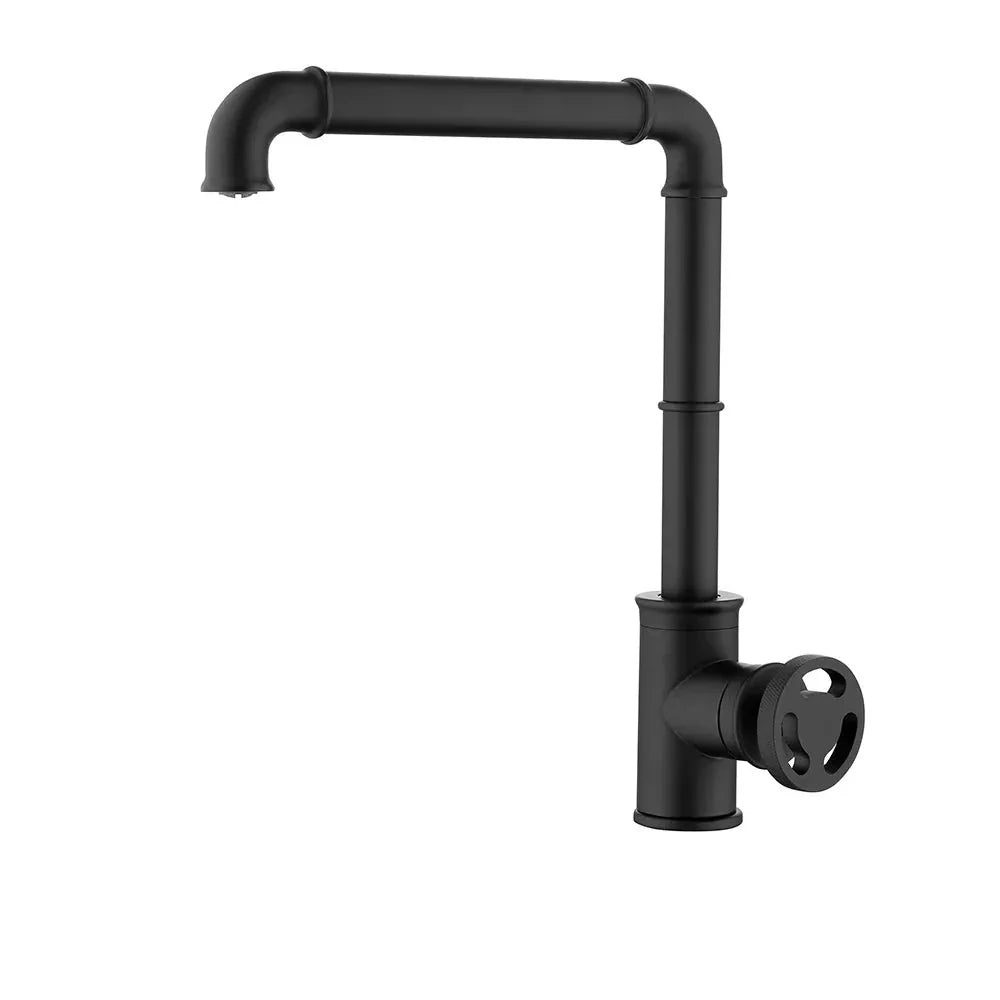 Robinet évier cuisine design industriel mitigeur - Noir - Laiton