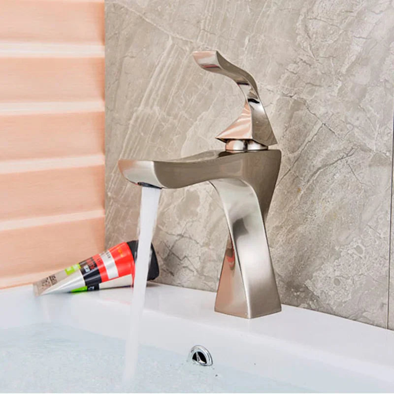 Robinet torsade mitigeur salle de bain lavabo - Argenté - Laiton