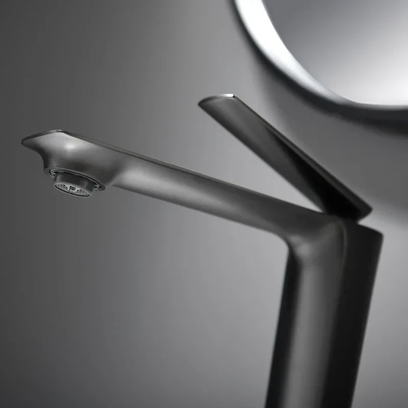 Robinet salle de bain mitigeur design - Argenté - Laiton