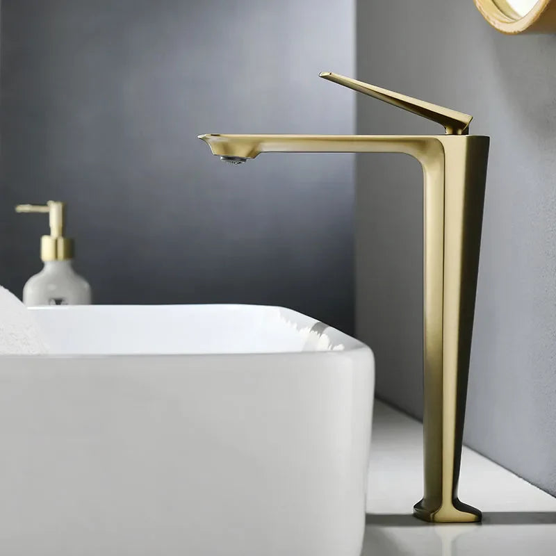 Robinet salle de bain mitigeur design - Doré - Laiton