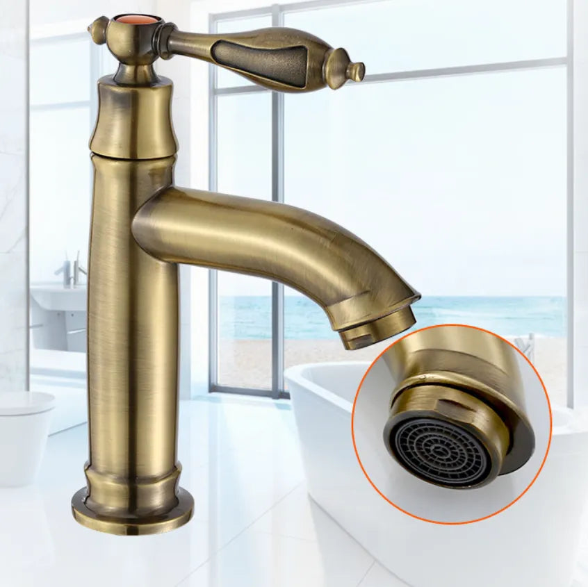 Robinet salle de bain lave main rétro eau froide - Doré - Laiton