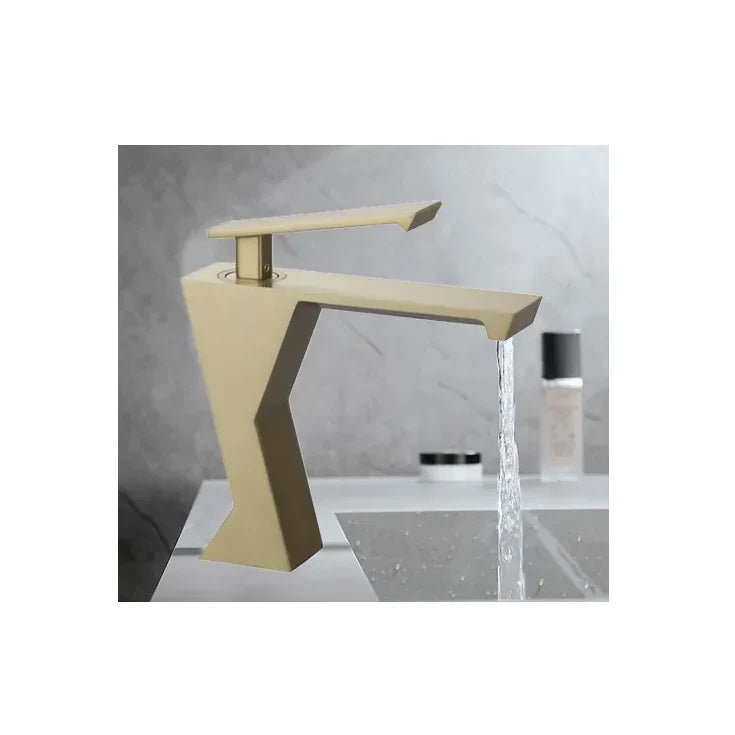 Robinet lavabo salle de bain design géométrique mitigeur - Doré - Laiton