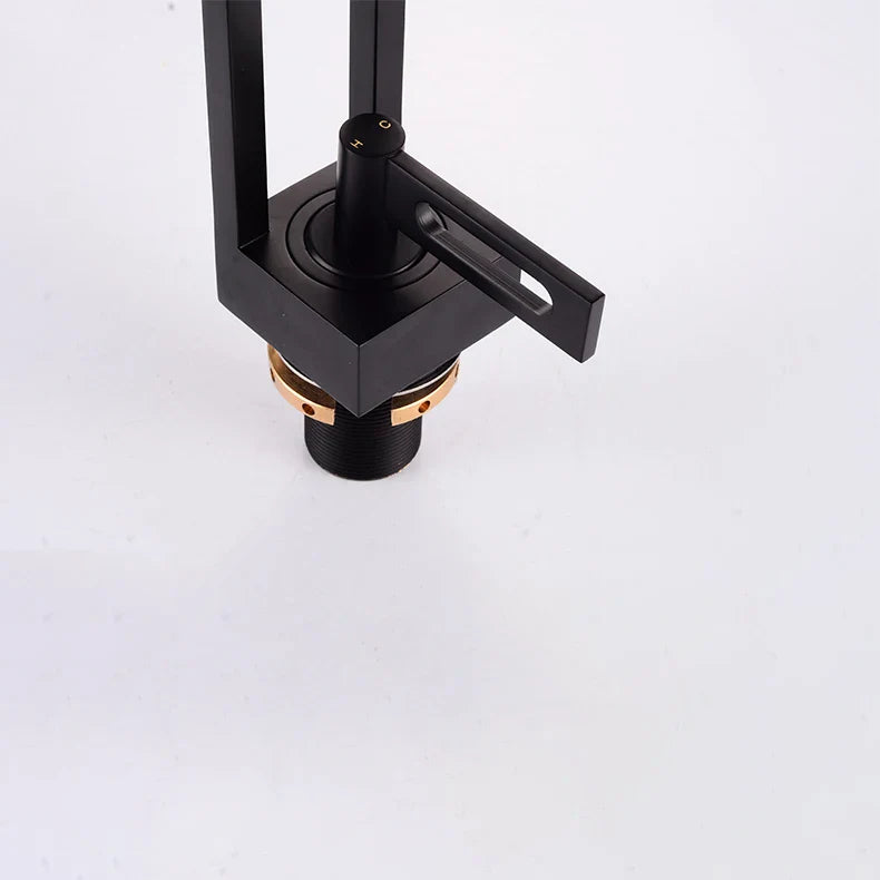 Robinet moderne géométrique salle de bain lavabo - Noir - Laiton