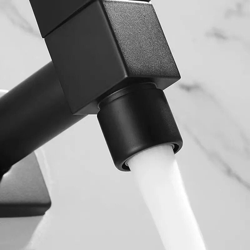 Robinet extérieur de jardin moderne cubique mural - Noir - Laiton