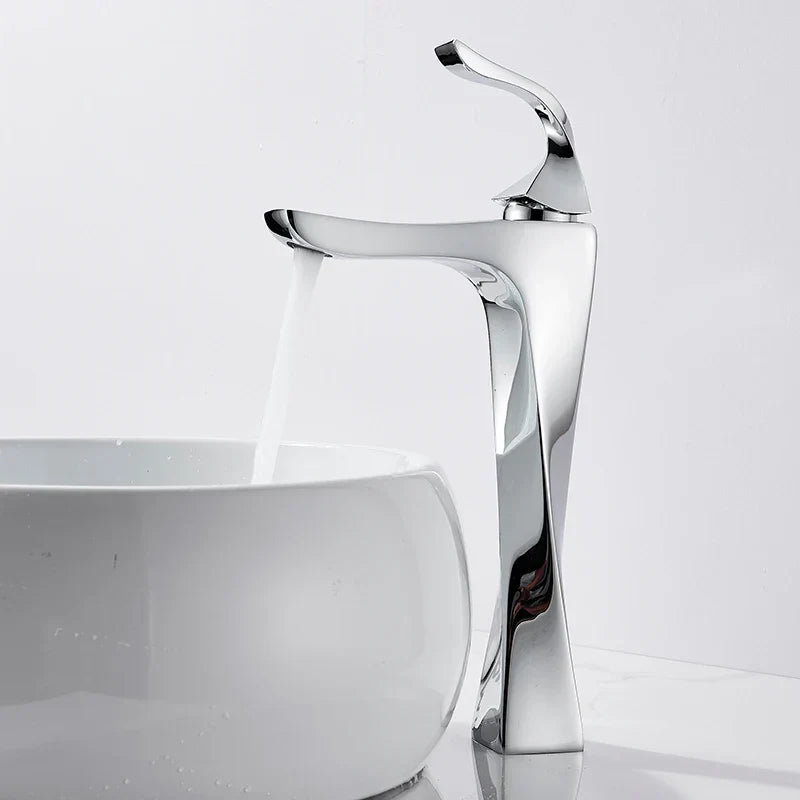 Robinet torsade mitigeur salle de bain lavabo - Argenté - Laiton