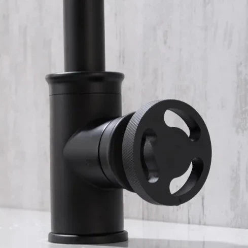 Robinet évier cuisine design industriel mitigeur - Noir - Laiton