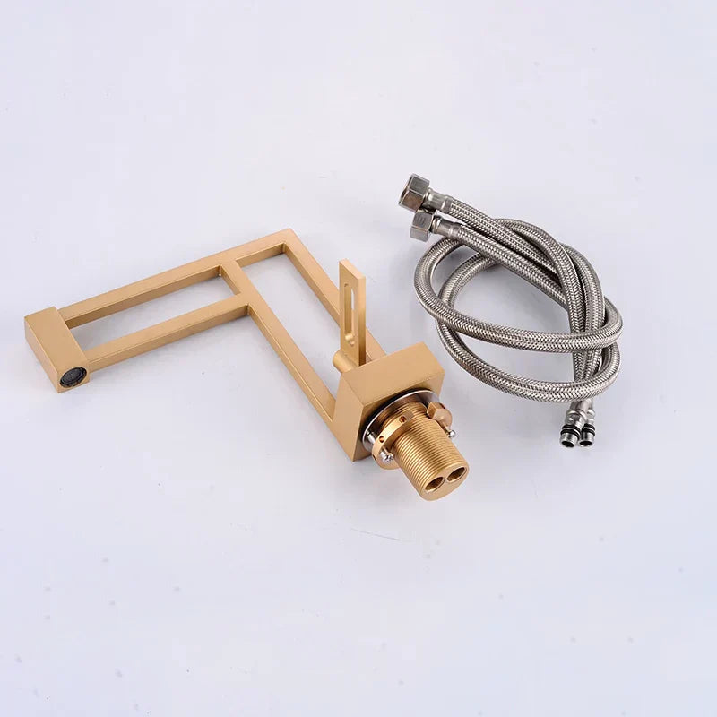 Robinet moderne géométrique salle de bain lavabo - Doré - Laiton