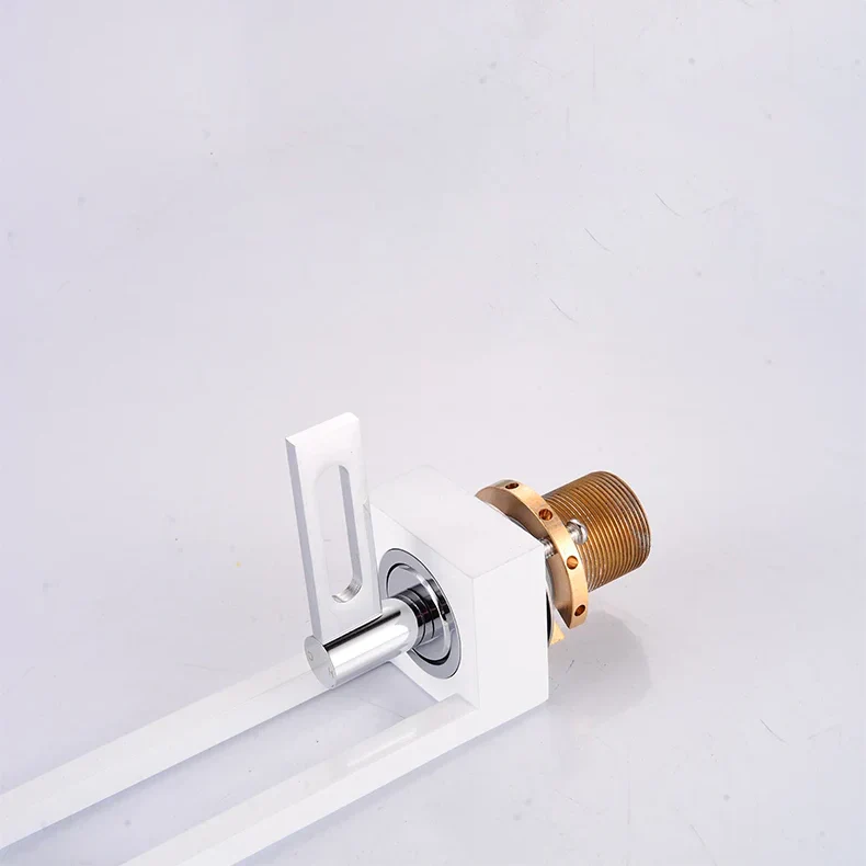 Robinet moderne géométrique salle de bain lavabo - Blanc - Laiton