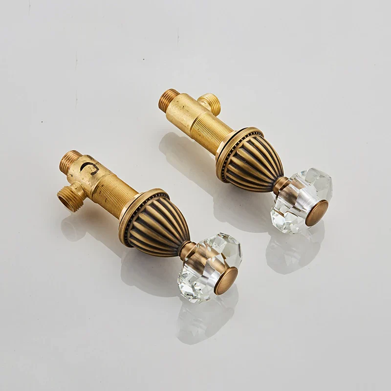 Robinet salle de bain rétro classique double poignées strass - Doré - Laiton