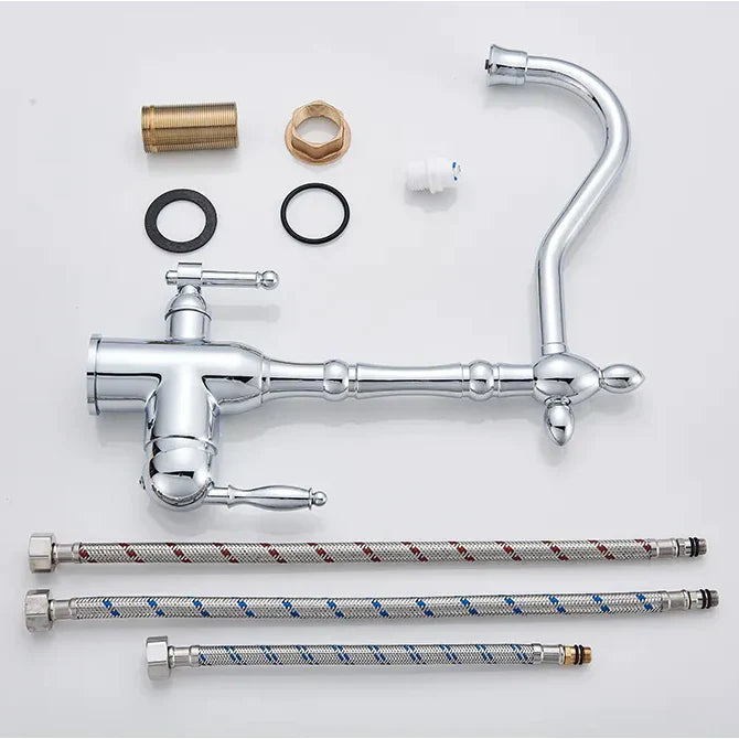 Robinet évier cuisine rétro mitigeur purificateur d'eau - Argenté - Laiton