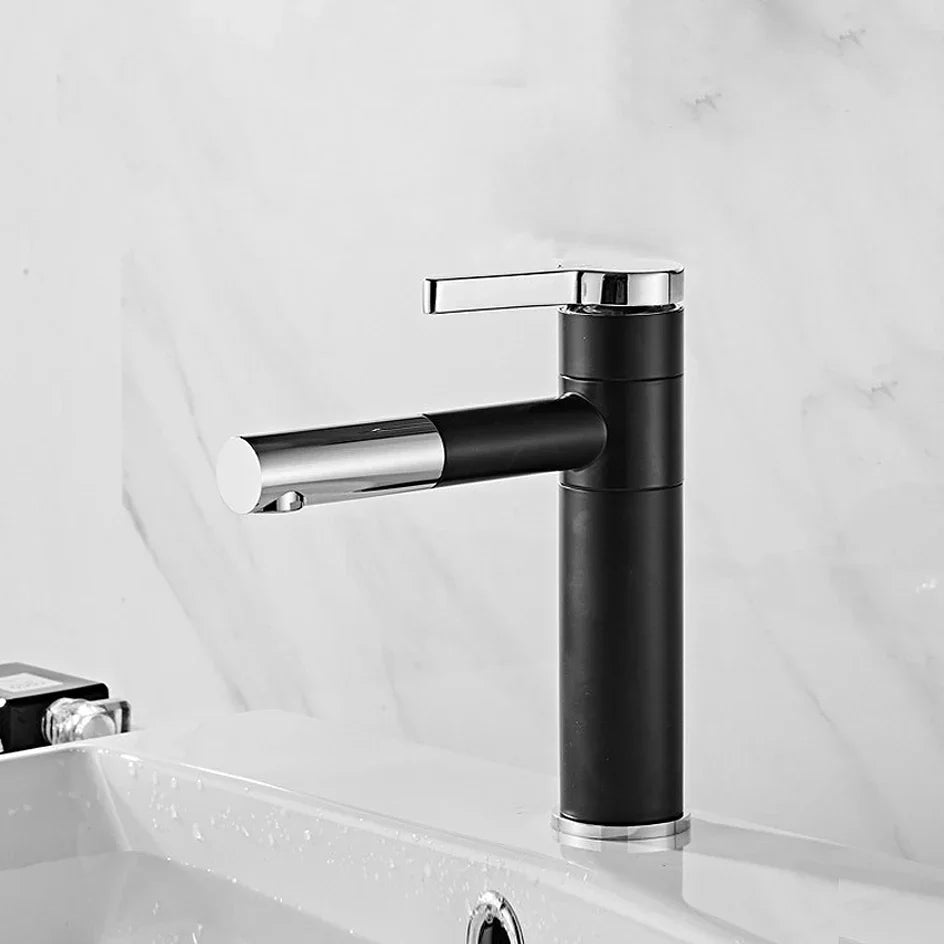 Robinet lavabo salle de bain bicolore rotatif rallonge - Noir Argenté - Laiton