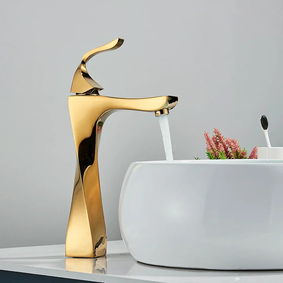 Robinet torsade mitigeur salle de bain lavabo - Doré - Laiton