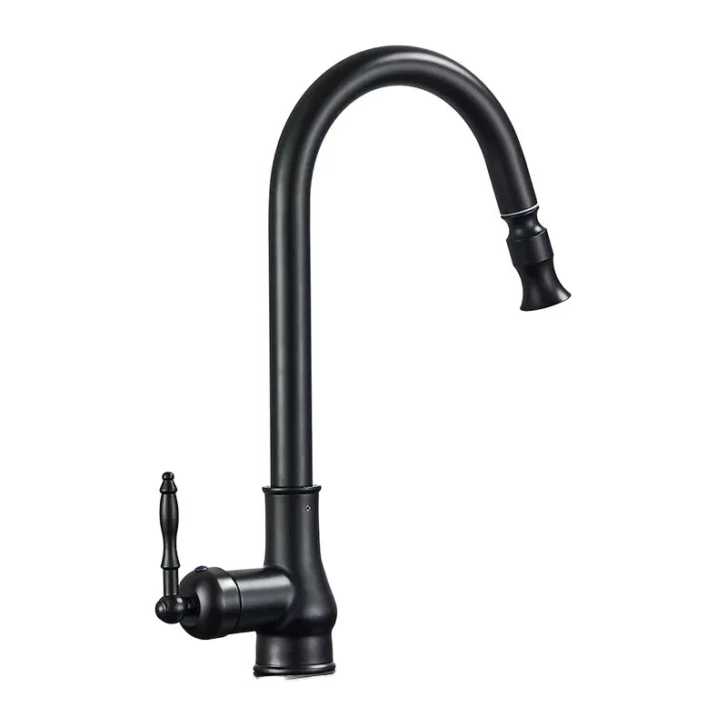 Robinet évier cuisine rétro flexible rétractable Vintage - Noir - Laiton