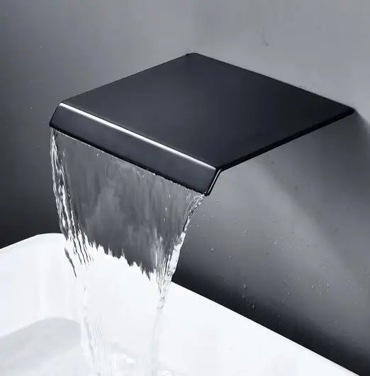 Robinet lavabo salle de bain mural encastrable cascade - Noir - Laiton