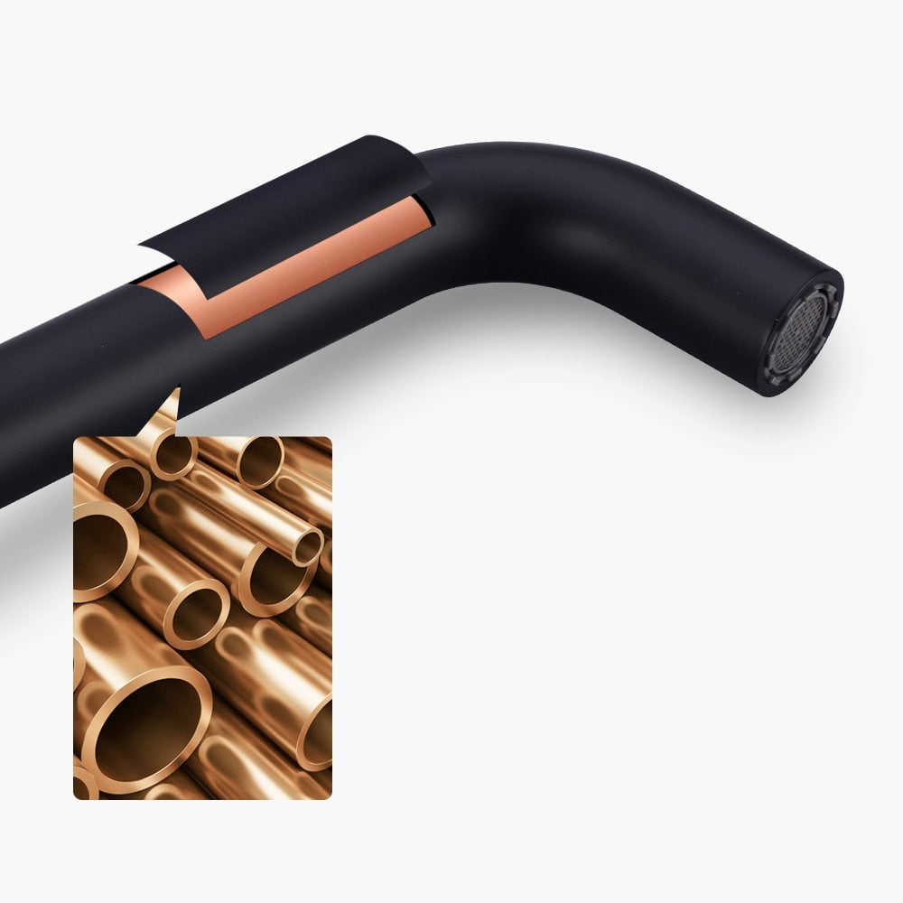 Robinet salle de bain lavabo encastrable - Noir - Laiton