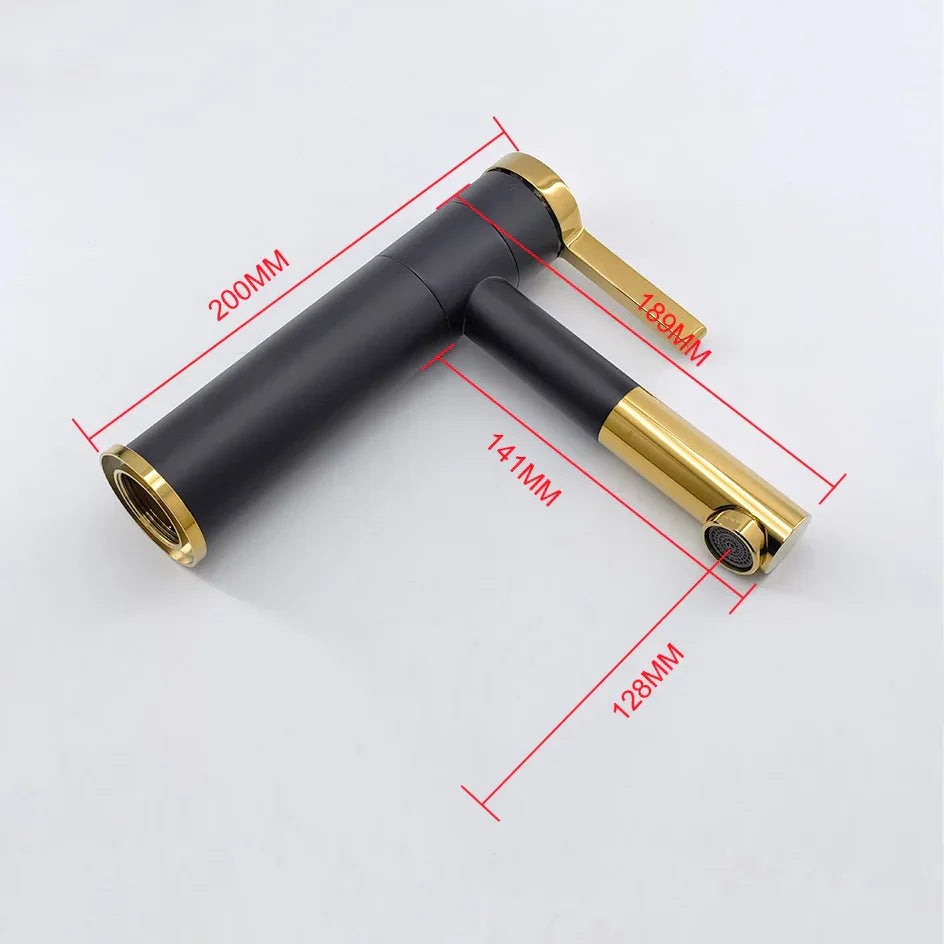 Robinet lavabo salle de bain bicolore rotatif - Noir Doré - Laiton