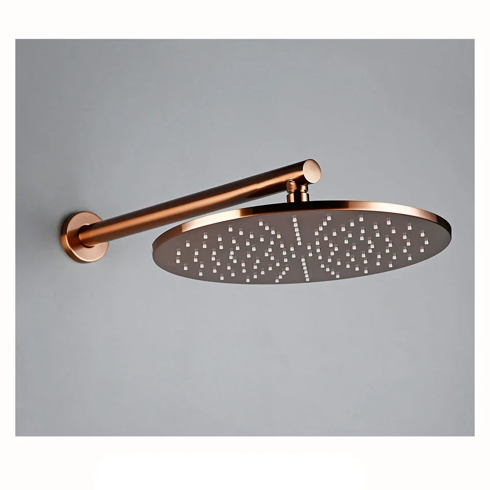 Robinet douche salle de bain rond mural encastrable - Doré rose - Laiton